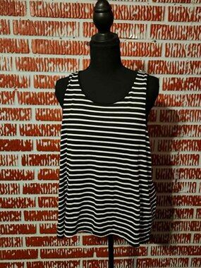 Retro-ology Black White Striped Tank Top